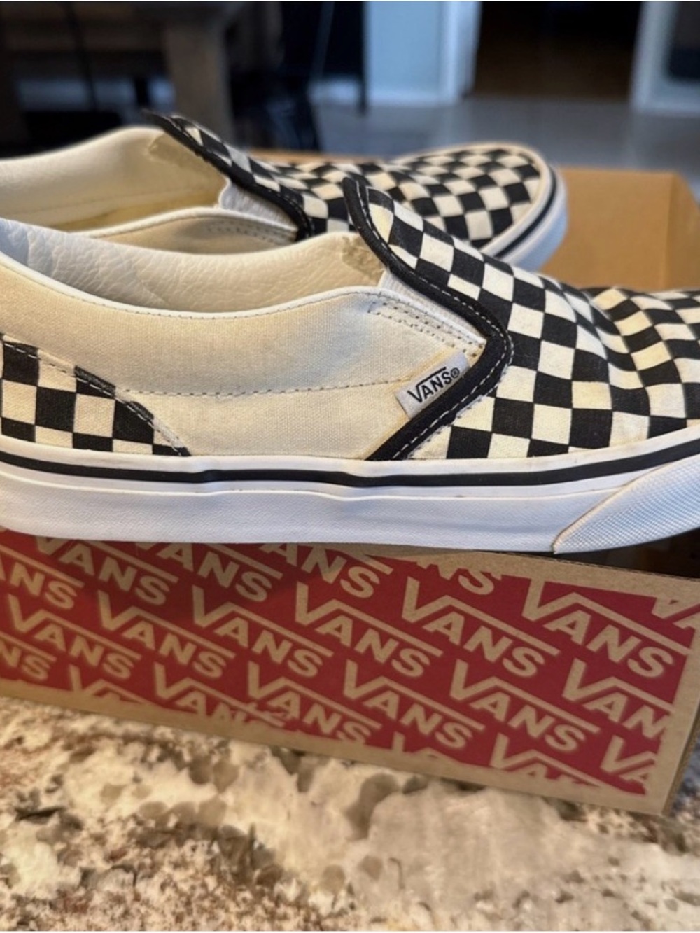Vans Slip-On Checkerboard Canvas Sneakers - Black & White